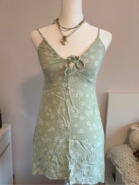 La Hearts Light Green Floral Slip Dress with Thin Straps